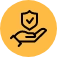 yellow icon with had holding checkmark badge