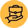yellow icon of hand holding briefcase